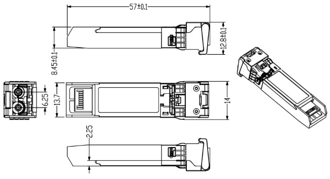 25G ZR SFP 80KM LC 25G اترنت SFP ترانسسیور DOM 1310nm ترانسسیورهای فیبر نوری 4