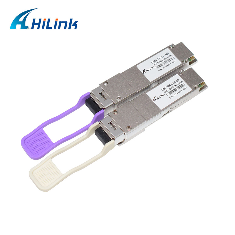 QSFP28 BIDI 1280nm/1300nm 80KM Simplex LC Transceiver Optical تک حالت DDM برای مسافت های طولانی