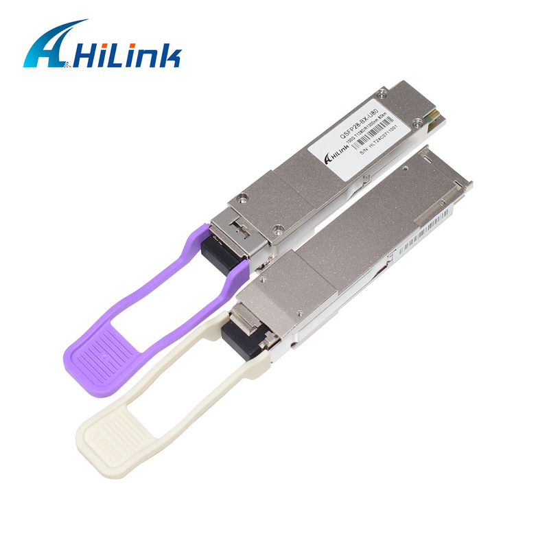 QSFP28 BIDI 1280nm/1300nm 80KM Simplex LC Transceiver Optical تک حالت DDM برای مسافت های طولانی
