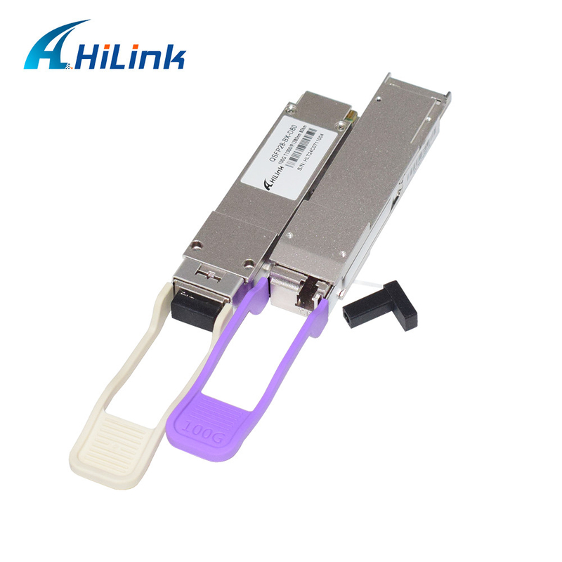 QSFP28 BIDI 1280nm/1300nm 80KM Simplex LC Transceiver Optical تک حالت DDM برای مسافت های طولانی