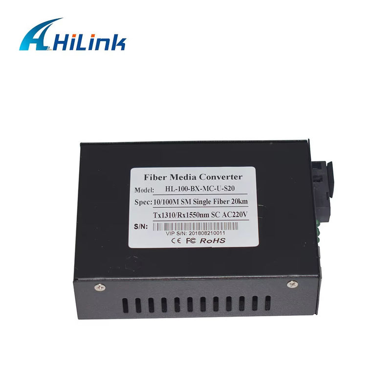 BIDI WDM Single Fiber Optic Media Converter 10/100M 1310/1550nm تجهیزات نوری SFP 20 کیلومتری