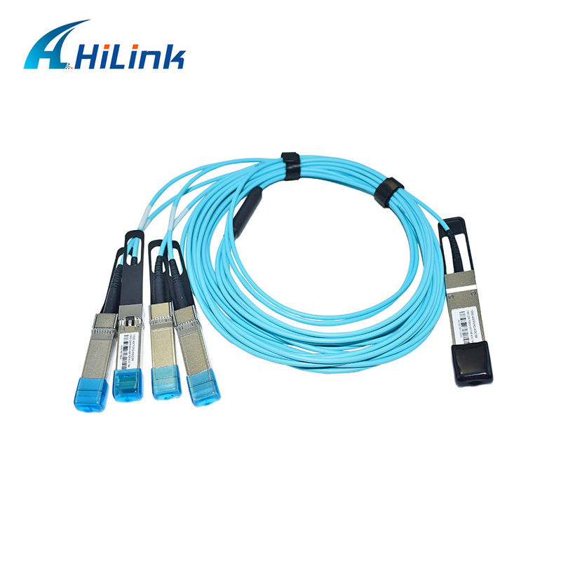 کابل نوری فعال 100G QSFP28 تا 4xSFP28 AOC OM3 با طول کابل 1-5m و گواهینامه CE RoHS