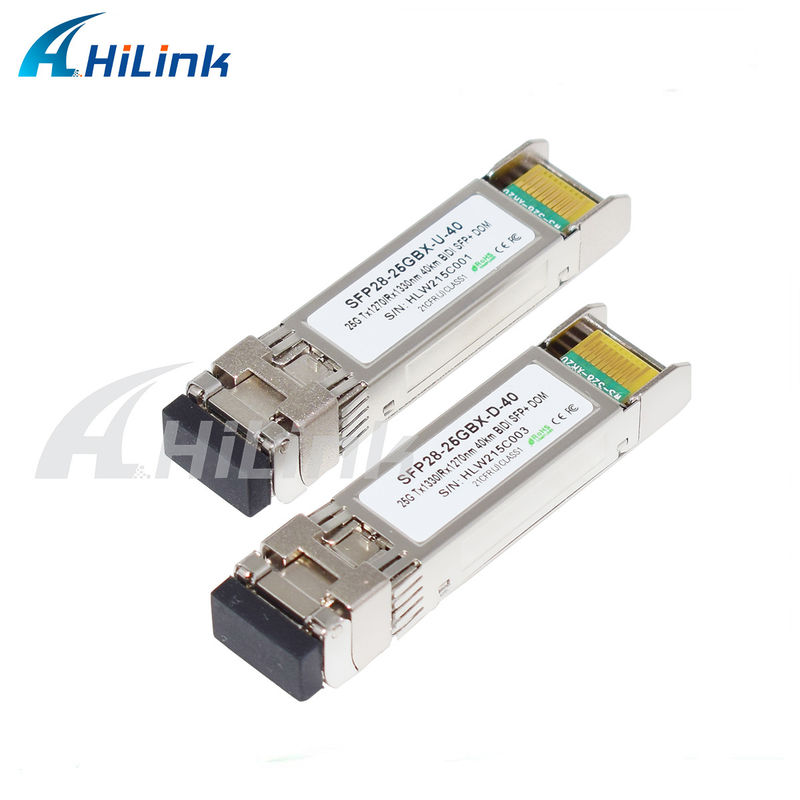 25 گیگابایت در ثانیه 40 کیلومتر SFP28 BIDI Transceivers LC یک کانکتور تک کنتاکتور قابل اتصال گرم کاملا سازگار با RoHS
