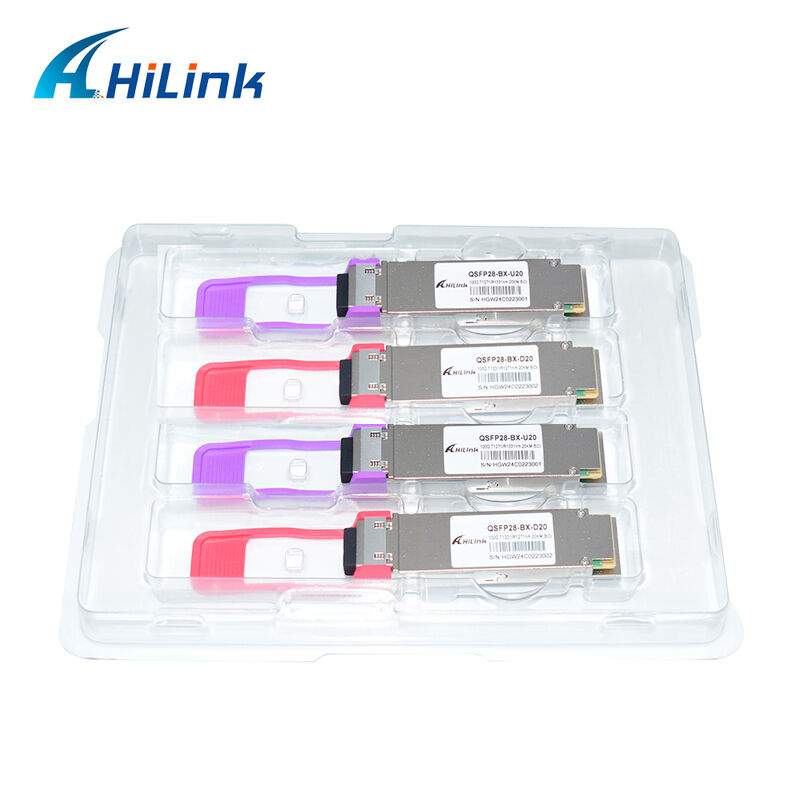 ماژول فرستنده-گیرنده نوری Hilink HL-QSFP28-100G-UD-20 100Gb/s 20km QSFP28 BIDI LR1 با کانکتور LC قابل تعویض داغ