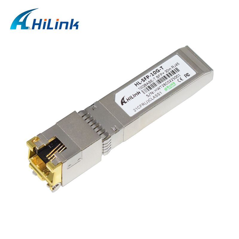 ماژول مسی 10GBASE-T با فرستنده و گیرنده SFP+ با نرخ داده 10 گیگابیت بر ثانیه Hilink با برد 30 متر/80 متر و مطابق با RoHS