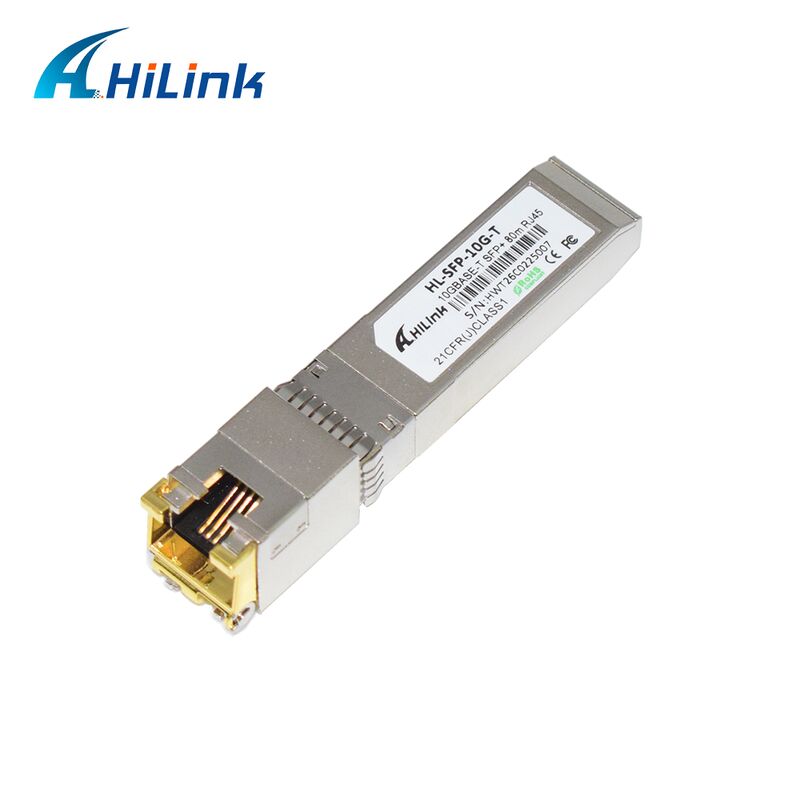 ماژول مسی 10GBASE-T با فرستنده و گیرنده SFP+ با نرخ داده 10 گیگابیت بر ثانیه Hilink با برد 30 متر/80 متر و مطابق با RoHS