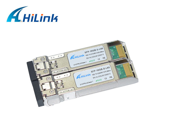 فرستنده و گیرنده فیبر نوری کانکتور Hilink LC 10G SFP+ BIDI WDM 60KM 1270nm 1330nm