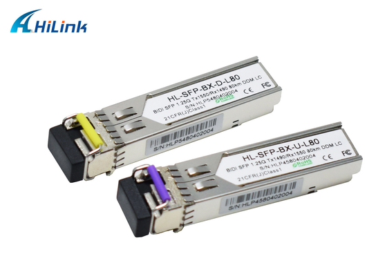 1000BASE 1.25G اترنت Gigabit BIDI SFP+ ماژول فرستنده گیرنده TX1490 / RX1550nm 80KM
